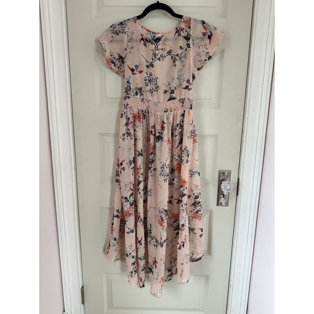 Live 4 Truth Sheer Flower Pink Button Front Long Shirt Dress Gown Wm's Size S - Picture 7 of 9